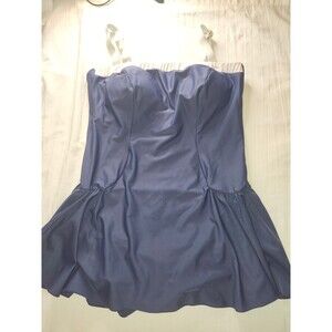 Maxine Of Hollywood Swim Swimsuit One Piece Padded Blue White Straps Size 18W